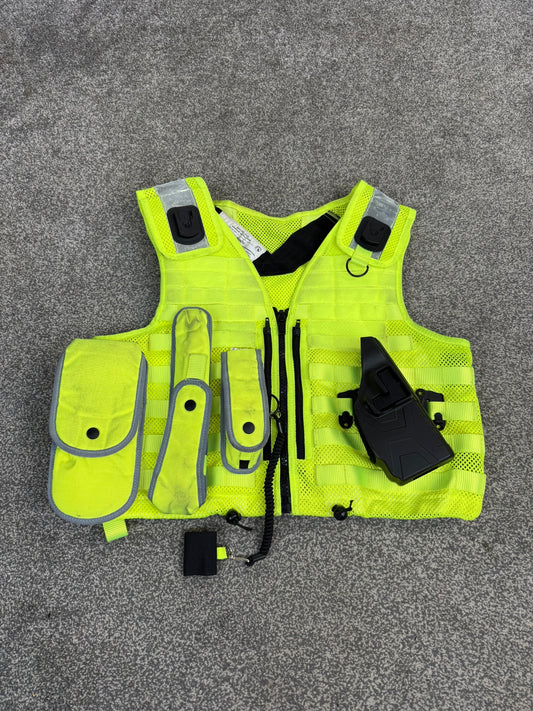 Ex Police Safariland Hi-Vis MOLLE Vest With Taser X2 Holster Police Tactical Security Vest MEDIUM