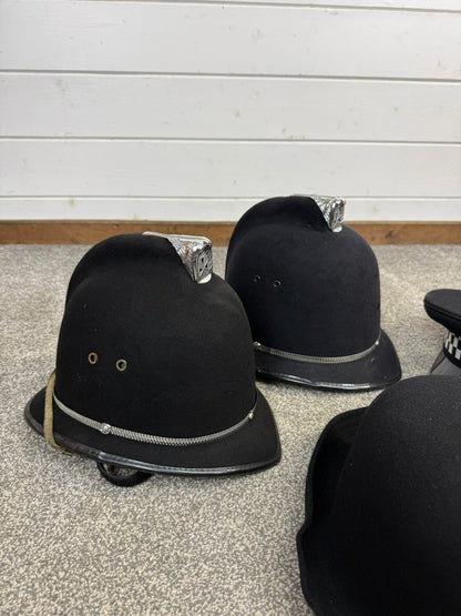 JOB LOT Ex Police Cap Bowler Hat Bobby Helmet Theatre Headwear Uniform Film