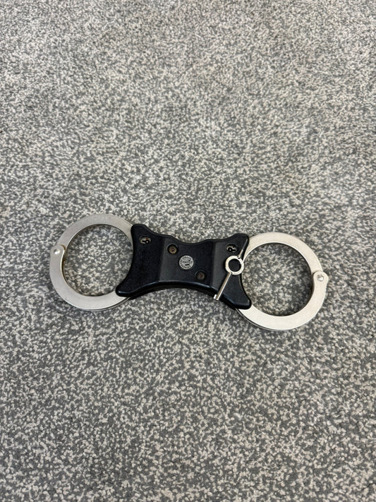 Ex Police Early Hiatt Rigid Handcuffs With Serial Security Cuffs Displays Collector