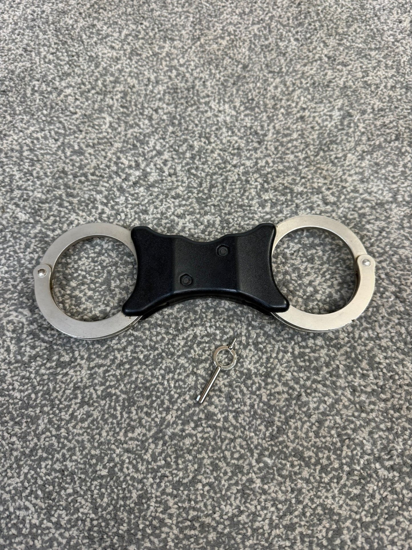 Ex Police Early Hiatt Rigid Handcuffs With Serial Security Cuffs Displays Collector