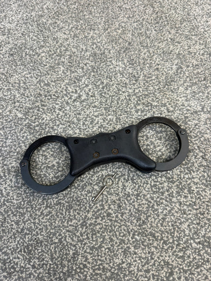 Ex Police Black Quik-Kuf Handcuffs Cuffs With Key Security Collectible Memorabilia