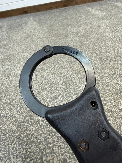 Ex Police Black Quik-Kuf Handcuffs Cuffs With Key Security Collectible Memorabilia