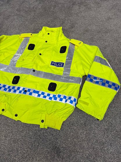 Ex Police Waterproof Hi Vis Bomber Jacket BADGED With Quilted Liner MEDIUM Collector Display Film TV Uniform