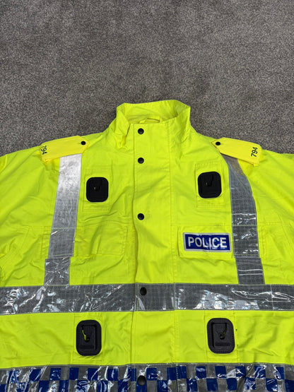 Ex Police Waterproof Hi Vis Bomber Jacket BADGED With Quilted Liner MEDIUM Collector Display Film TV Uniform