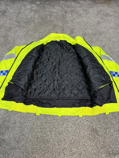Ex Police Waterproof Hi Vis Bomber Jacket BADGED With Quilted Liner MEDIUM Collector Display Film TV Uniform