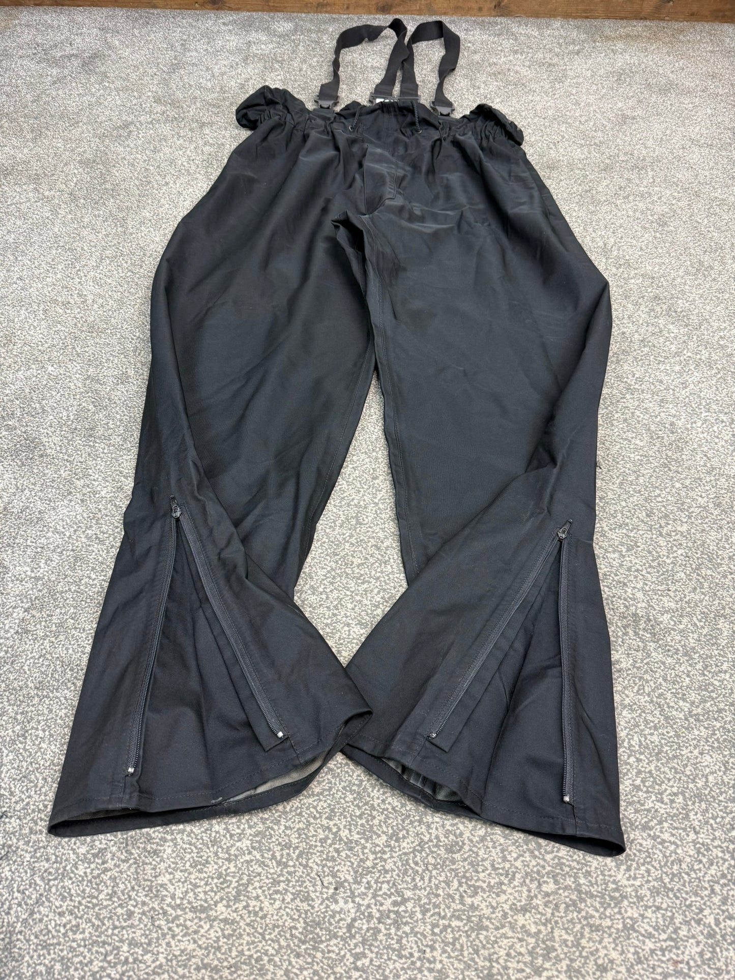 Ex Police Black Gore-Tex Salopettes Waterproof Waders Over Trousers - X LARGE