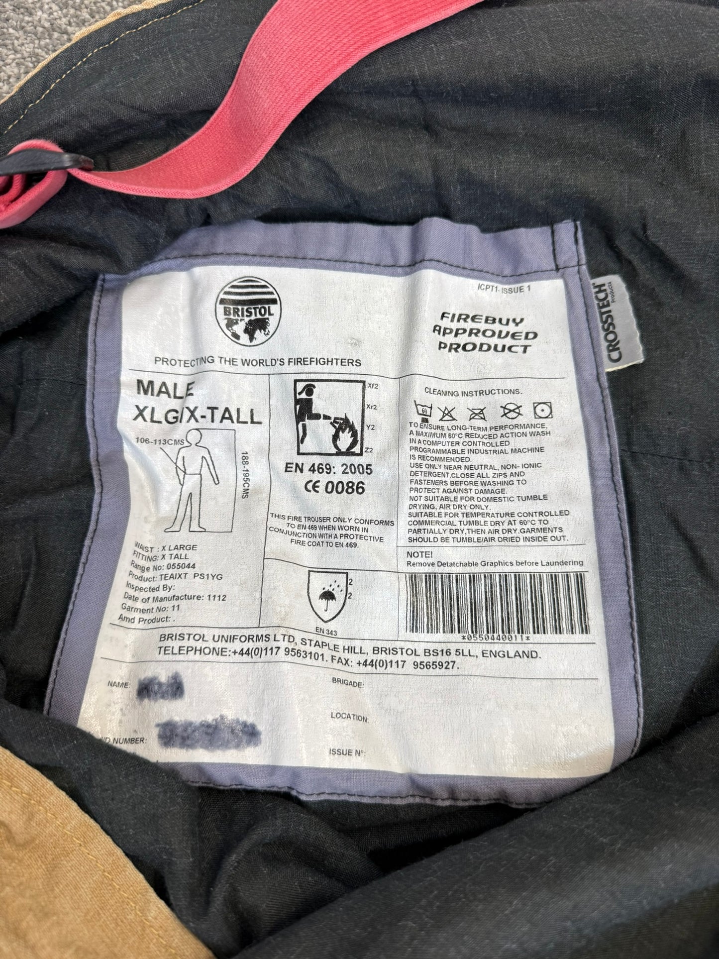 Ex Fire & Rescue Trousers X Large Fireman Firefighter Uniform Braces