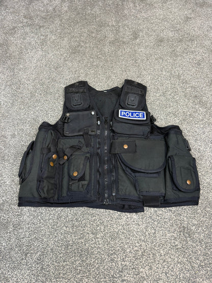 Ex Police Firearms Black Tactical Utility Vest BADGED - LARGE