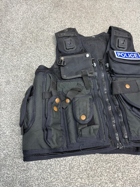 Ex Police Firearms Black Tactical Utility Vest BADGED - LARGE