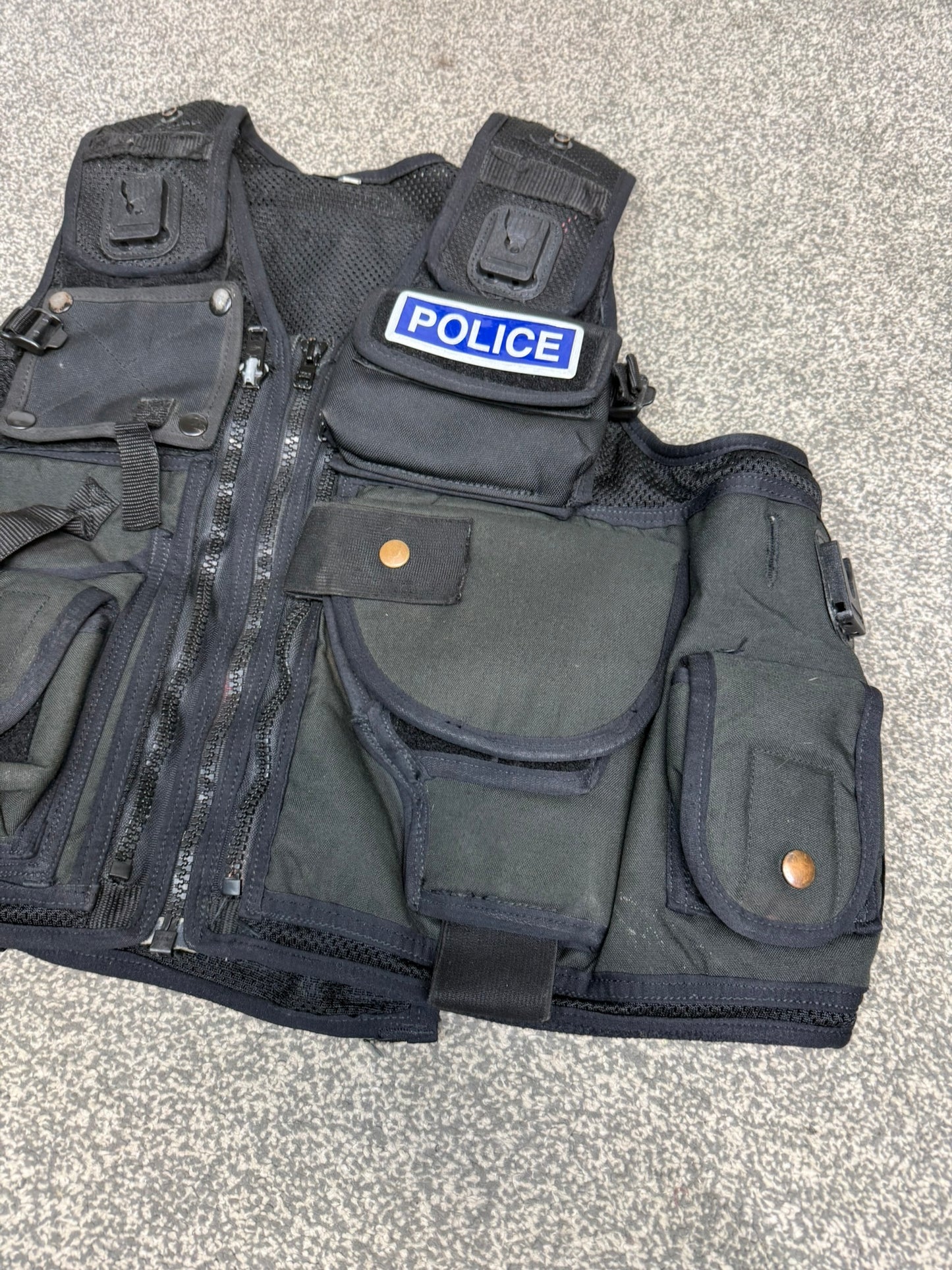 Ex Police Firearms Black Tactical Utility Vest BADGED - LARGE
