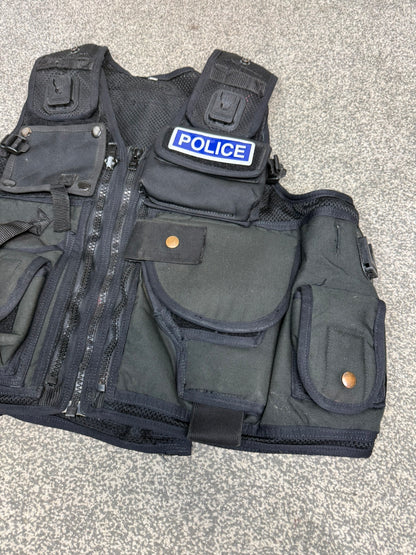 Ex Police Firearms Black Tactical Utility Vest BADGED - LARGE