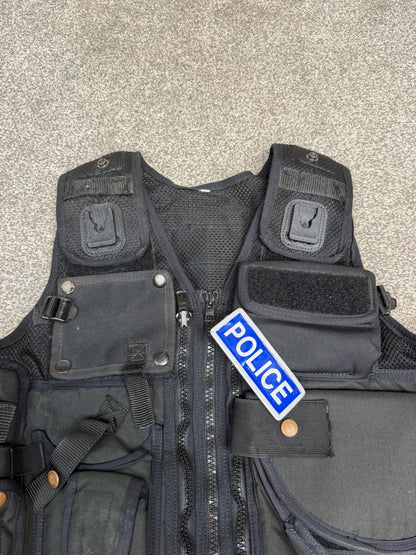 Ex Police Firearms Black Tactical Utility Vest BADGED - LARGE