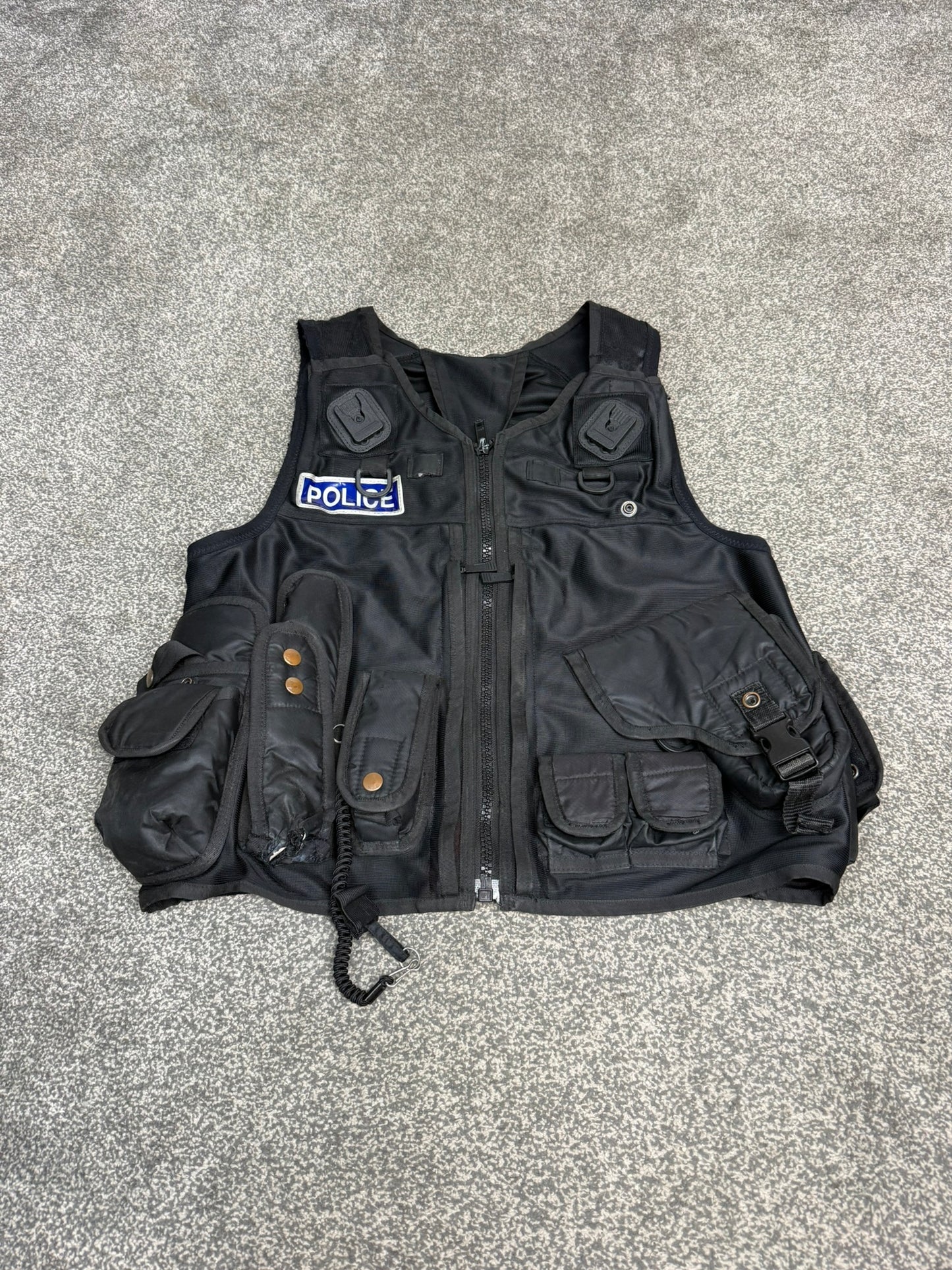 Ex Police Black Tactical Utility Firearms Taser Vest BADGED - MEDIUM