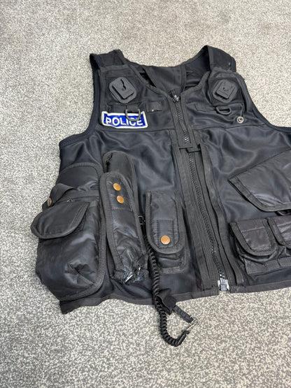 Ex Police Black Tactical Utility Firearms Taser Vest BADGED - MEDIUM