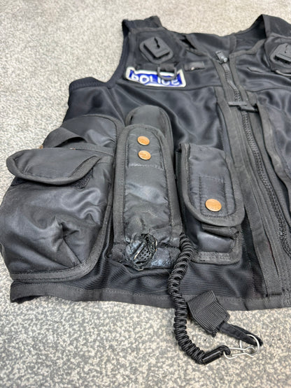 Ex Police Black Tactical Utility Firearms Taser Vest BADGED - MEDIUM