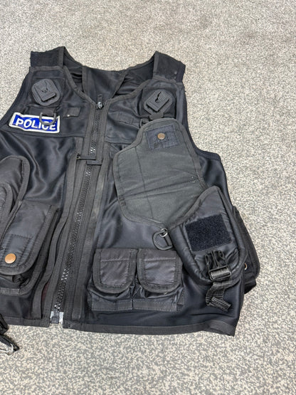 Ex Police Black Tactical Utility Firearms Taser Vest BADGED - MEDIUM