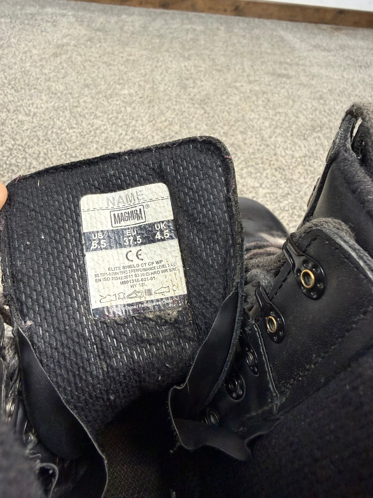 Ex Police Magnum Elite Shield Combat Boots Black Leather UK 4.5 Security Work