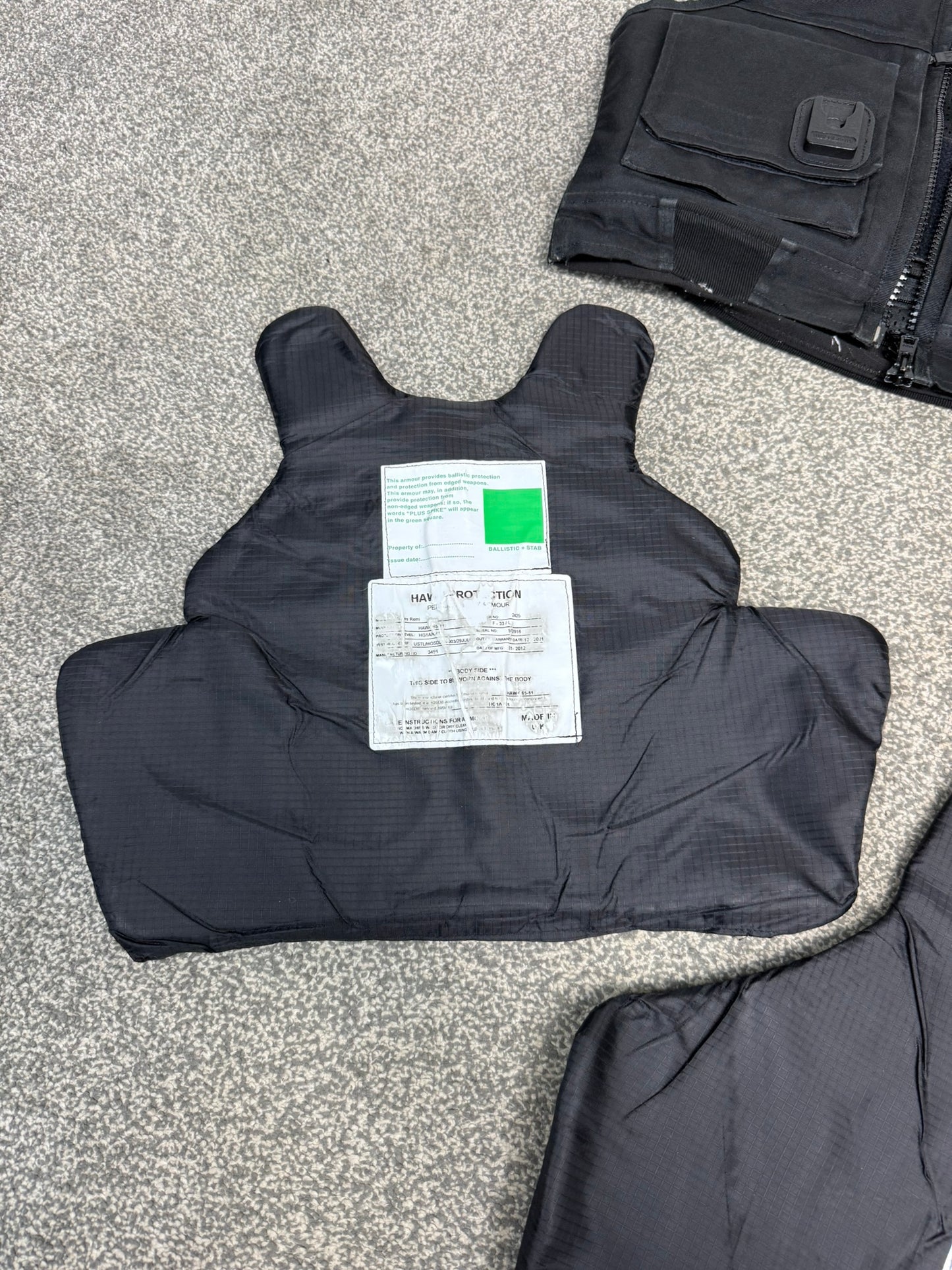 Ex Police Black Hawk Body Armour Stab SMALL Vest Anti Stab & Ballistic HG1A & KR1 Security