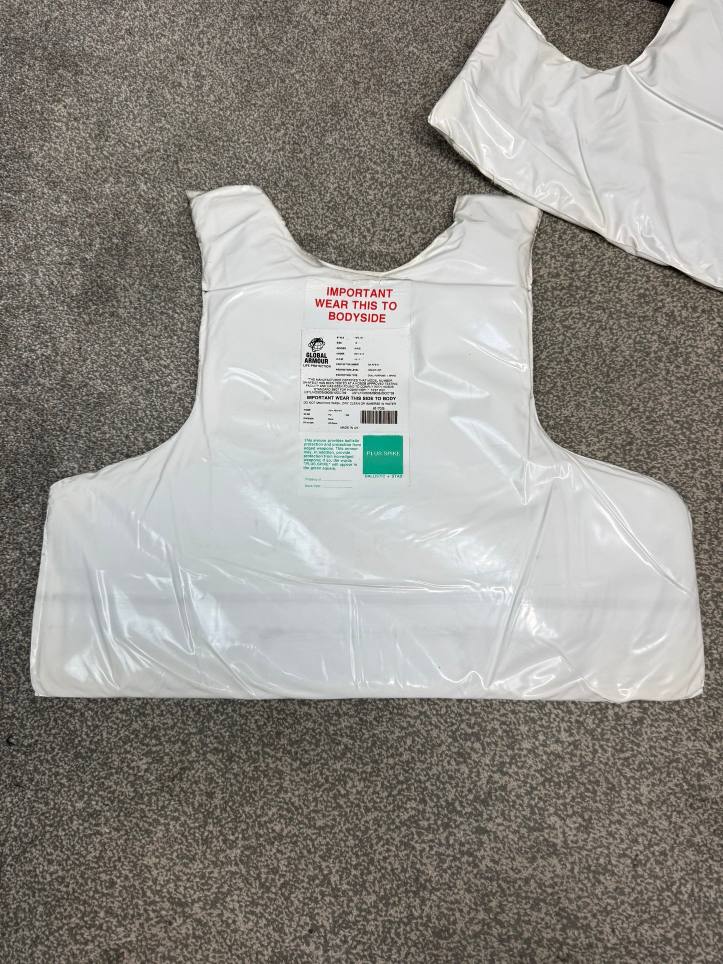 Ex Police Global Armour Body Armour Stab Vest X LARGE Anti Stab & Ballistic HG2 / KR1 / SP1 Security