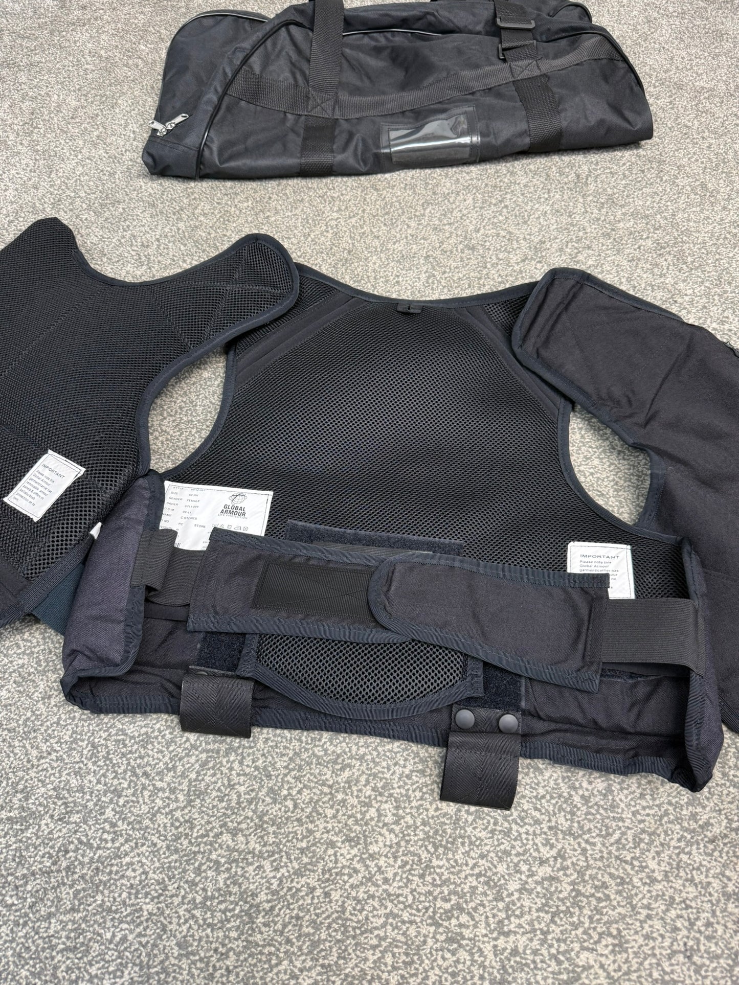 Ex Police Global Armour Body Armour Stab Vest & Bag SMALL Anti Stab & Ballistic HG1A / KR1