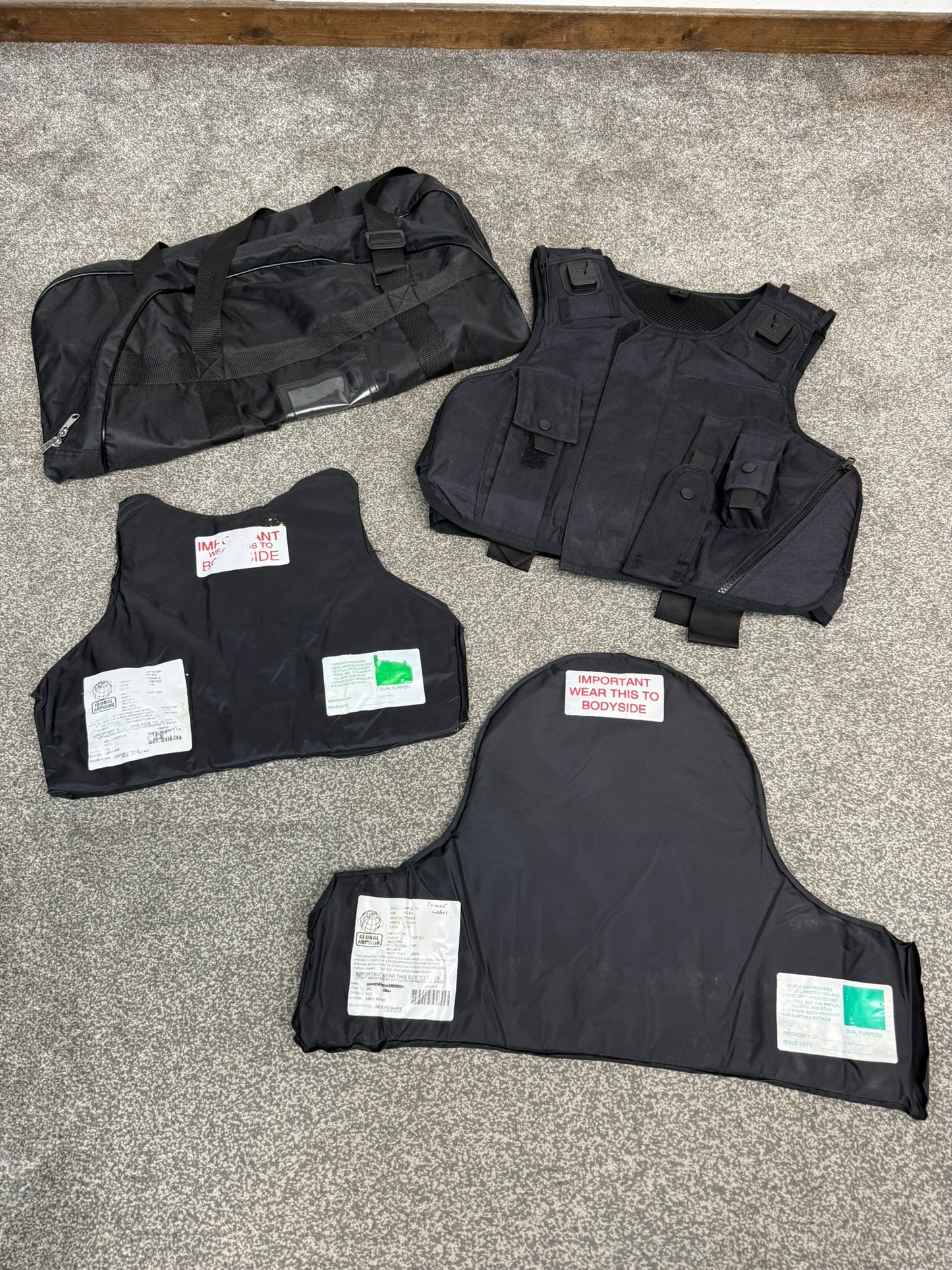 Ex Police Global Armour Body Armour Stab Vest & Bag SMALL Anti Stab & Ballistic HG1A / KR1