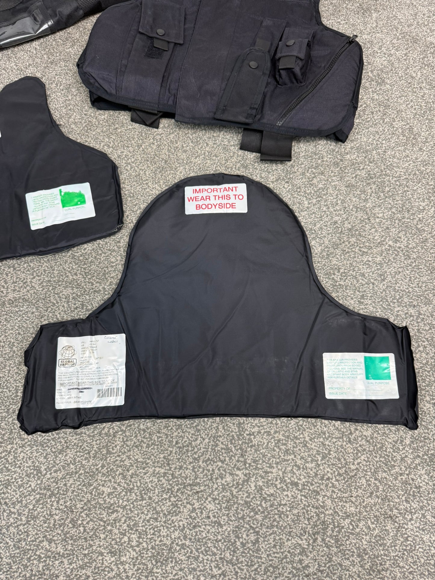 Ex Police Global Armour Body Armour Stab Vest & Bag SMALL Anti Stab & Ballistic HG1A / KR1