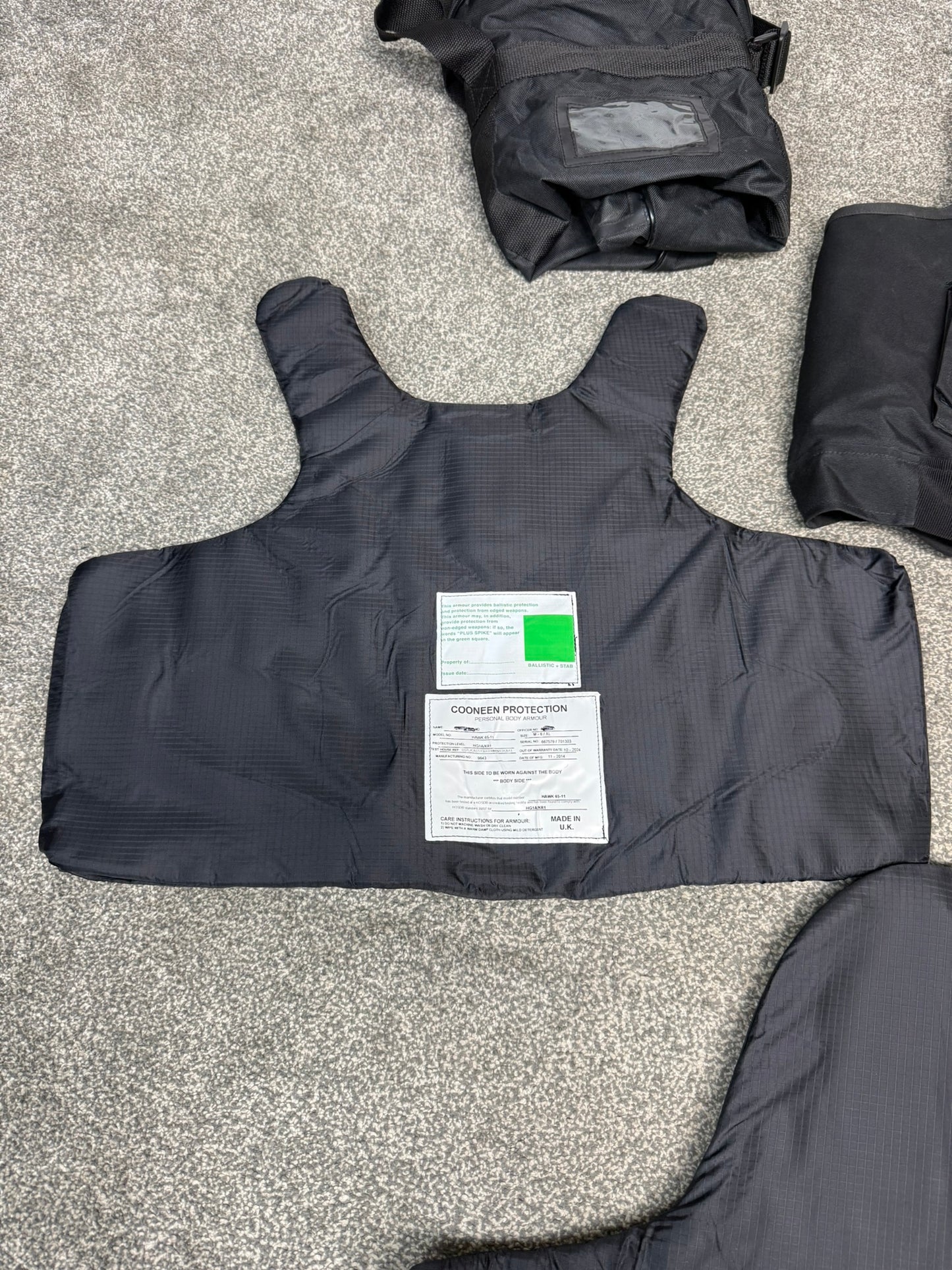 Ex Police Cooneen Body Armour Stab Vest + Bag X LARGE Anti Stab & Ballistic HG1A & KR1 - VGC