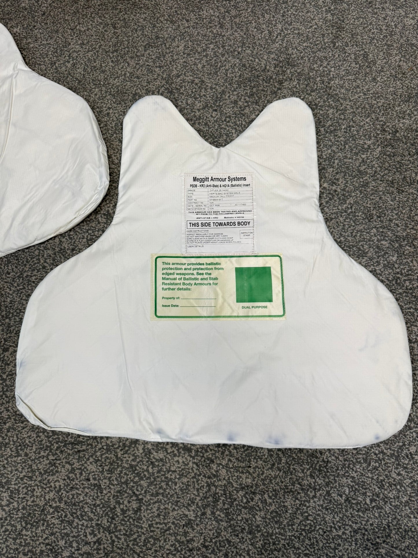 Ex Police Meggitt Covert Body Armour Stab Vest MEDIUM Anti Stab & Ballistic HG1A & KR2