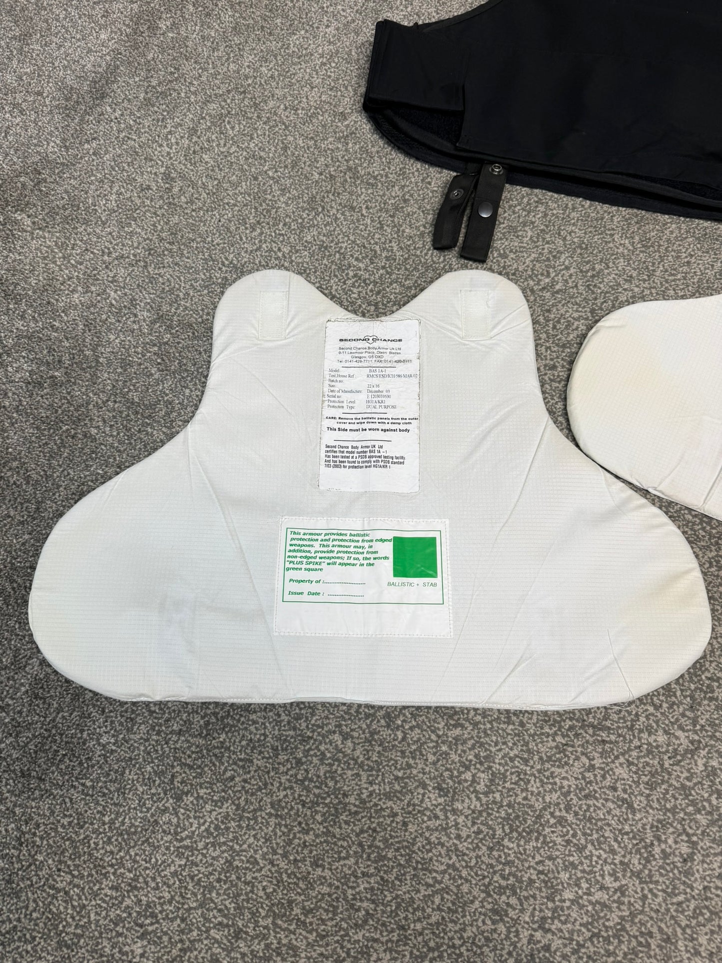 Ex Police Second Chance Body Armour Stab Vest X LARGE Anti Stab & Ballistic HG1A & KR1