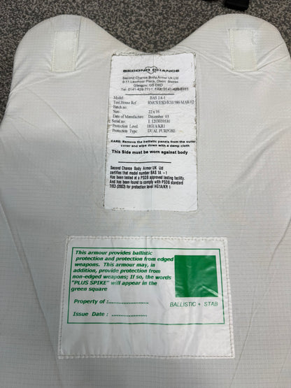 Ex Police Second Chance Body Armour Stab Vest X LARGE Anti Stab & Ballistic HG1A & KR1