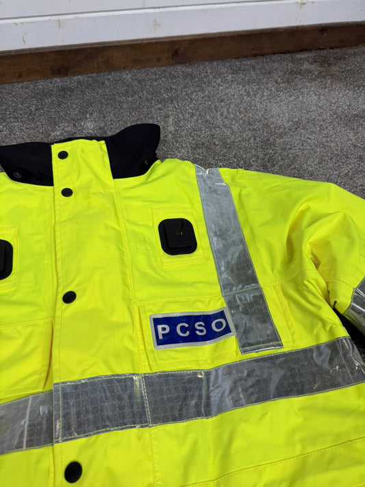 Ex PCSO Police Hi-Vis Waterproof Jacket BADGED With Klickfast & Quilted Liner