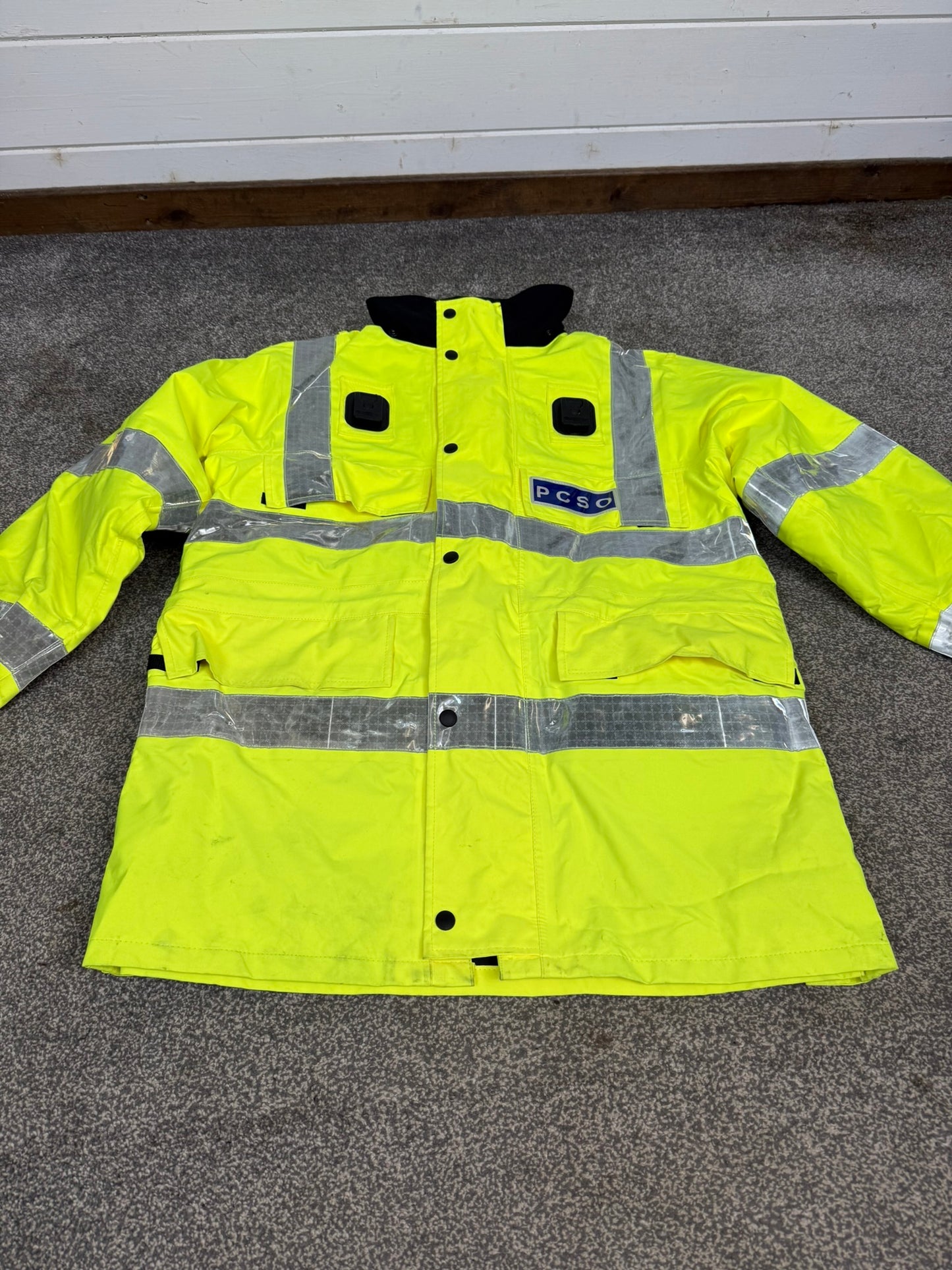 Ex PCSO Police Hi-Vis Waterproof Jacket BADGED With Klickfast & Quilted Liner