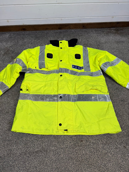Ex PCSO Police Hi-Vis Waterproof Jacket BADGED With Klickfast & Quilted Liner