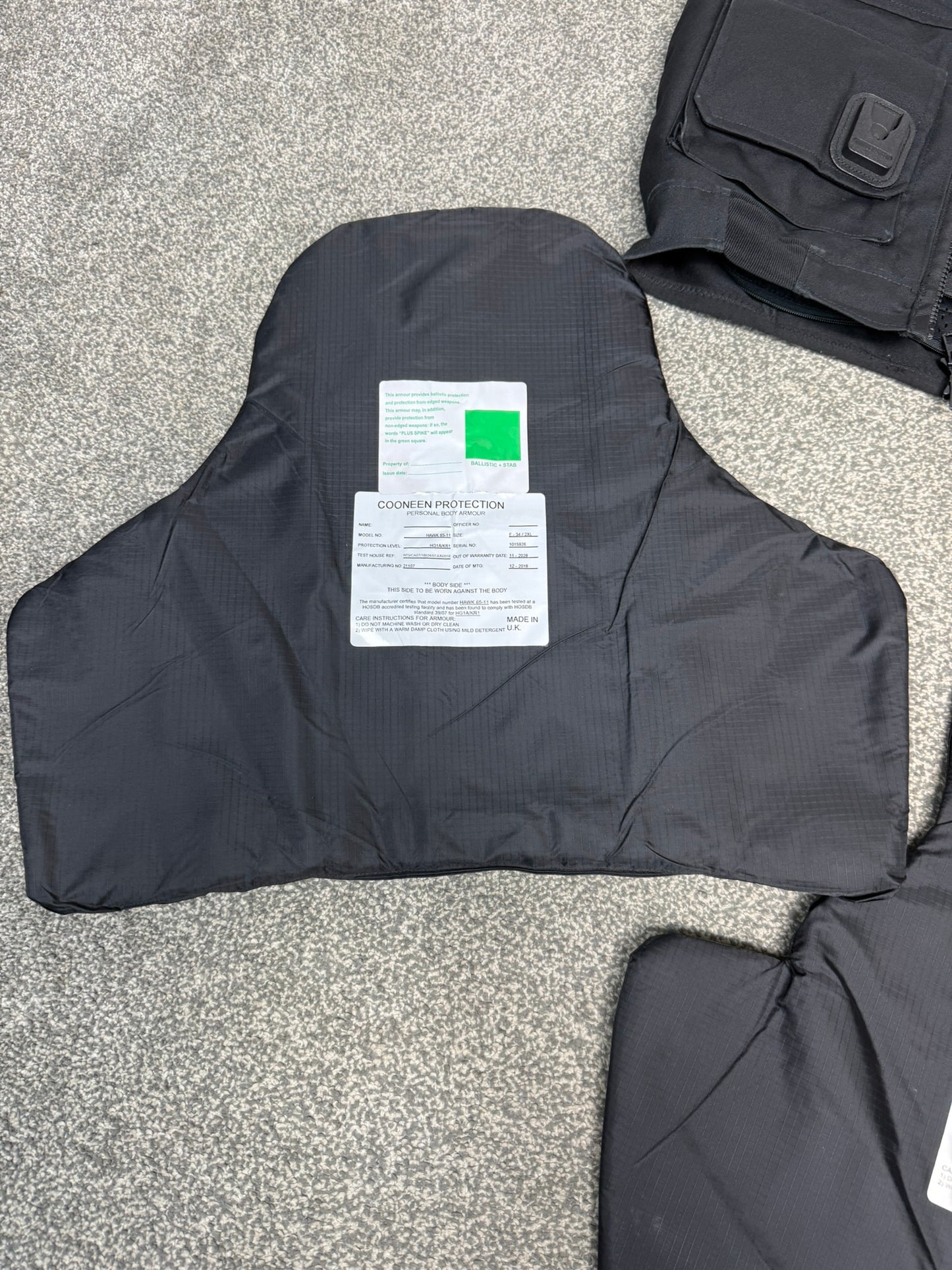 Ex Police Cooneen Body Armour Stab SMALL Vest Anti Stab & Ballistic HG1A & KR1 Security