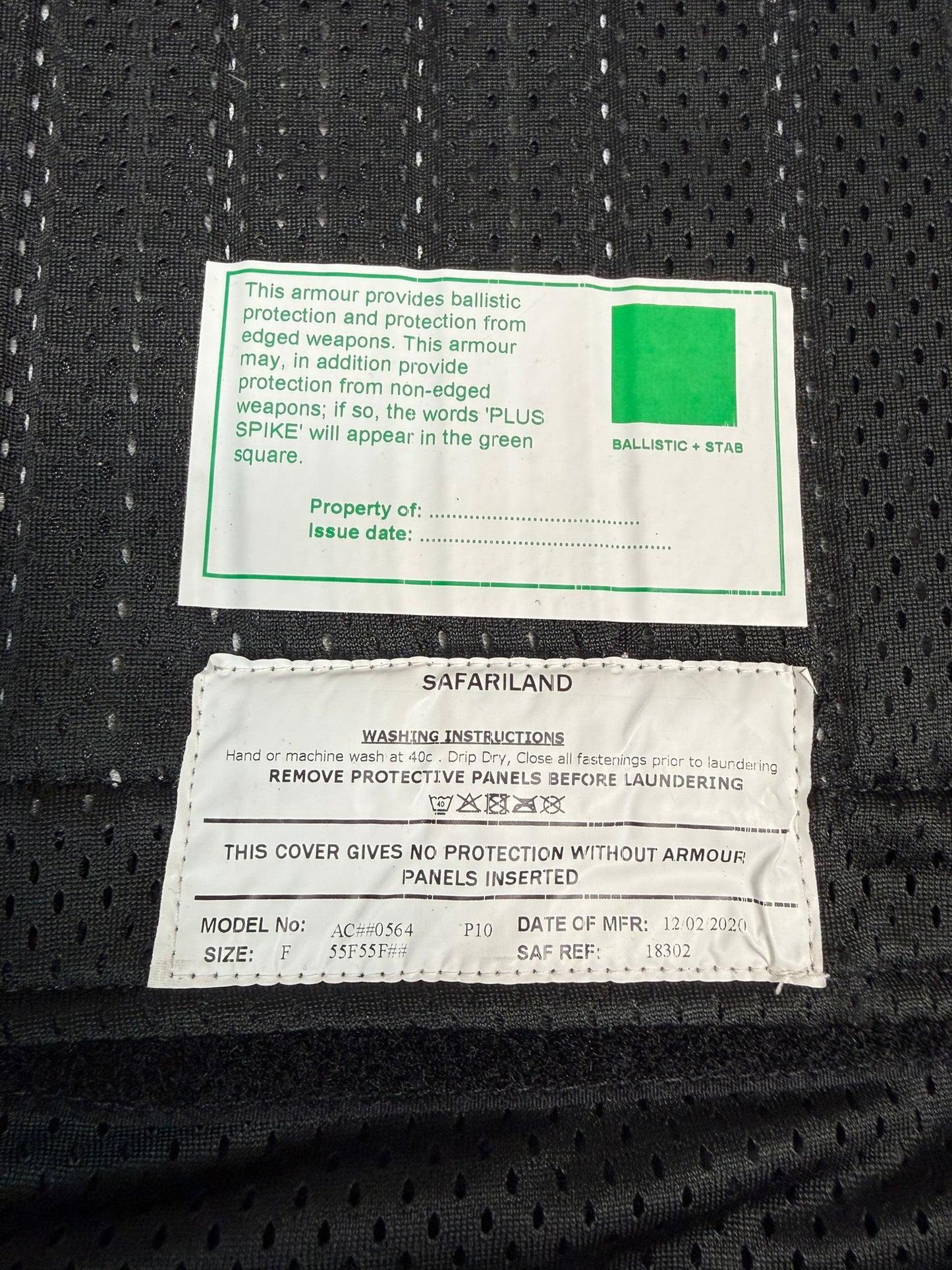 Ex Police Safariland Body Armour Stab Vest + Bag Anti Stab & Ballistic HG1A & KR1 - MEDIUM