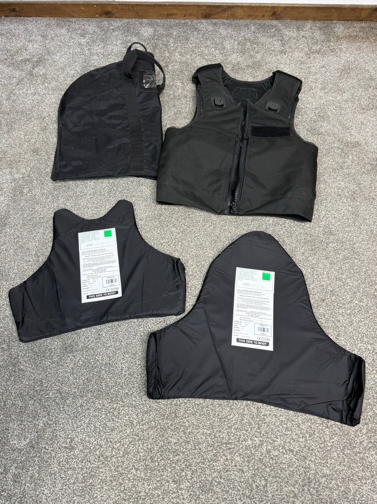 Ex Police Safariland Body Armour Stab Vest + Bag Anti Stab & Ballistic HG1A & KR1 - MEDIUM
