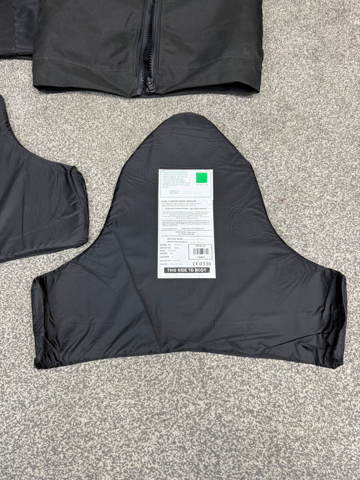 Ex Police Safariland Body Armour Stab Vest + Bag Anti Stab & Ballistic HG1A & KR1 - MEDIUM