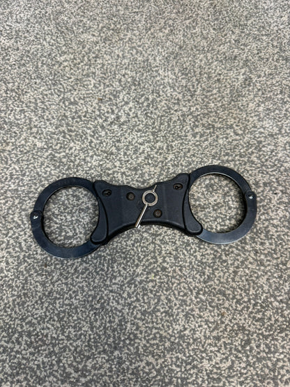 Ex Police Black Hiatt Rigid Handcuffs Genuine Cuff With Key Security Collectable