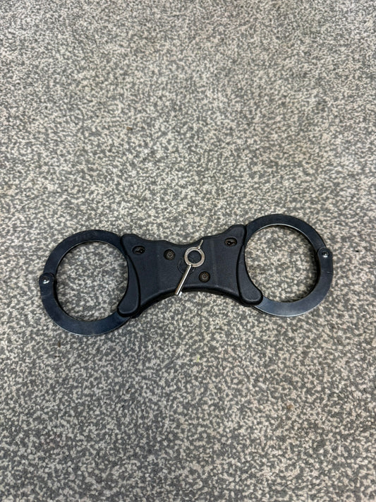 Ex Police Black Hiatt Rigid Handcuffs Genuine Cuff With Key Security Collectable