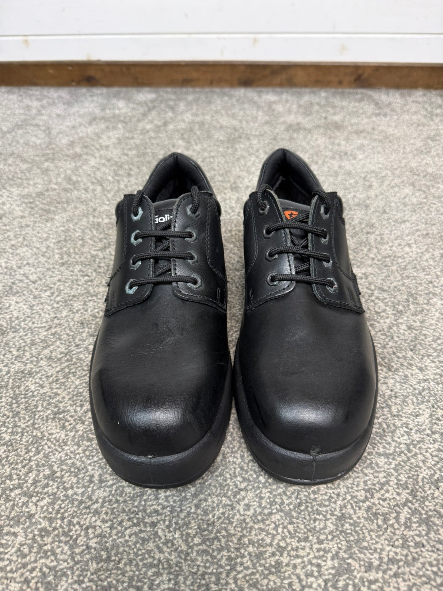 Goliath Black Leather Industrial Safety Steel Toe Cap Shoes UK 9
