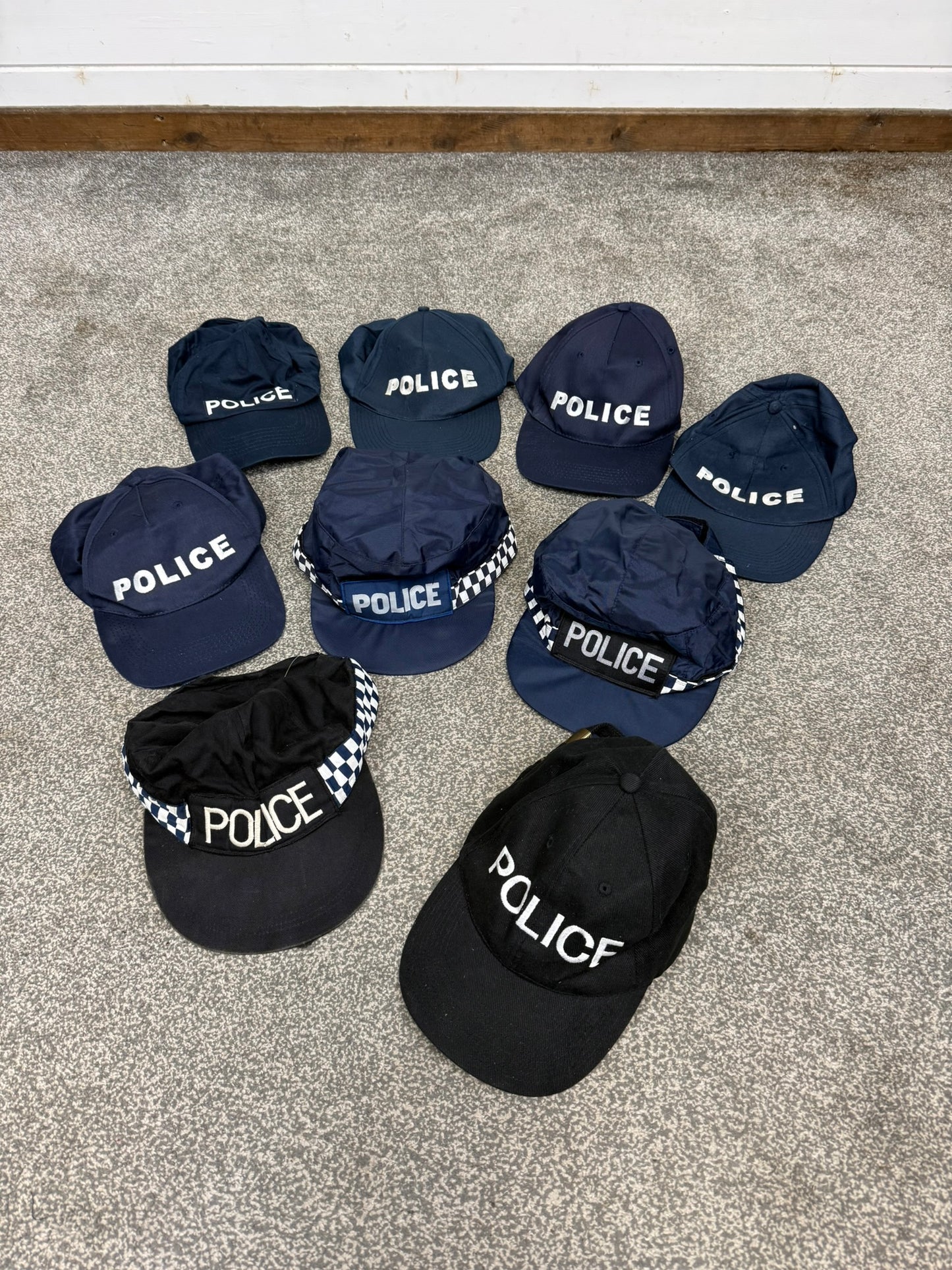 9x Ex Police Baseball Cap Job Lot Collectors Display Film TV Uniform