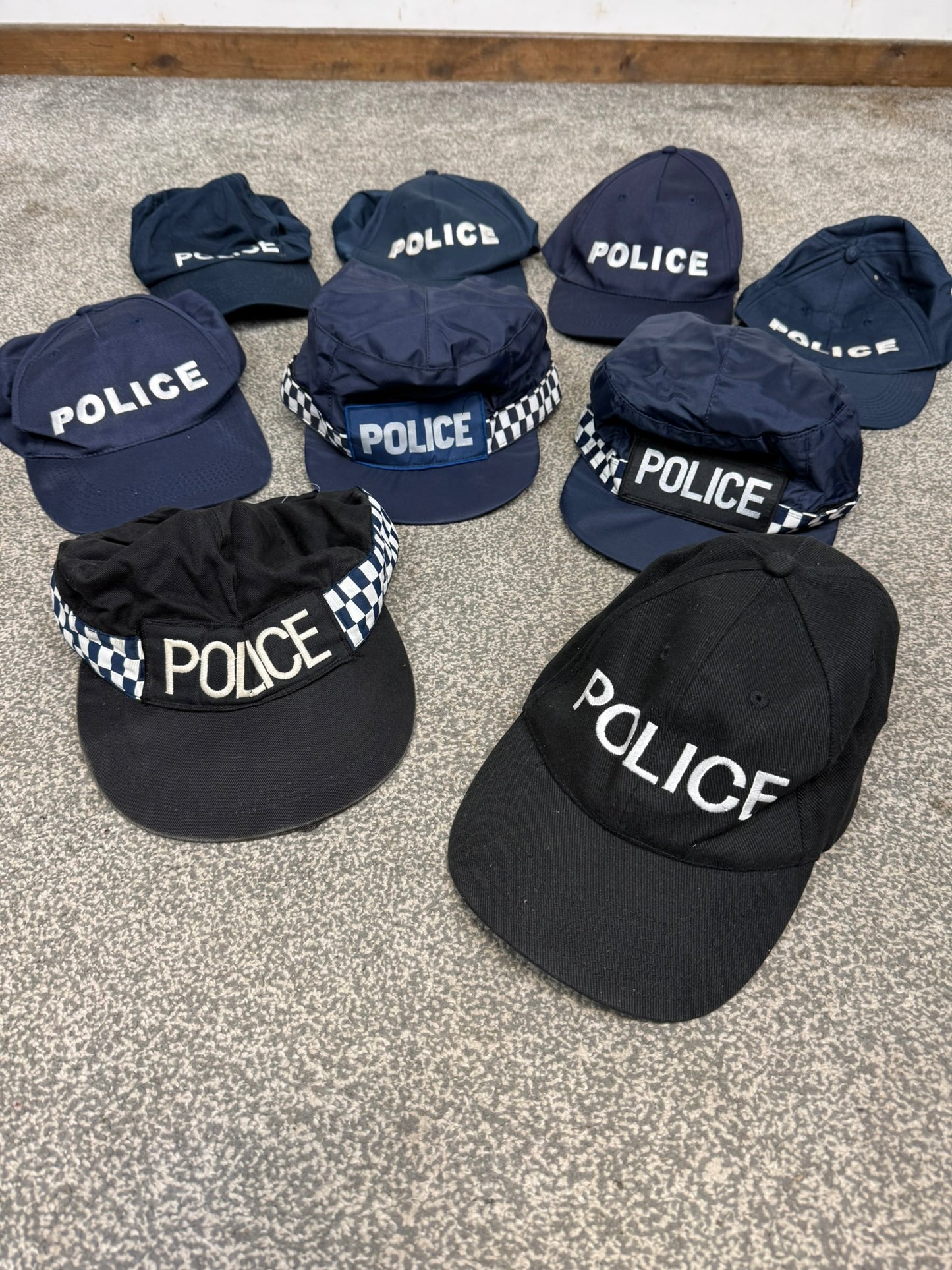 9x Ex Police Baseball Cap Job Lot Collectors Display Film TV Uniform
