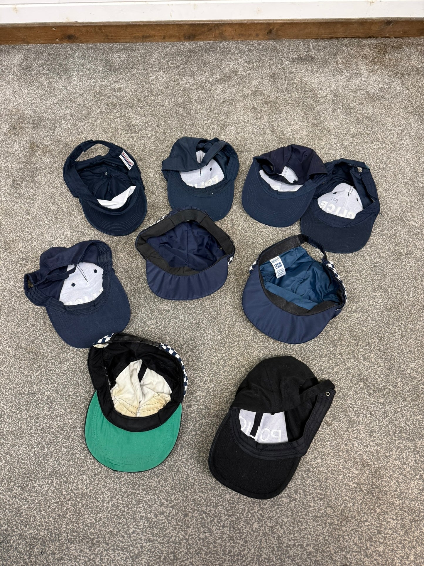 9x Ex Police Baseball Cap Job Lot Collectors Display Film TV Uniform