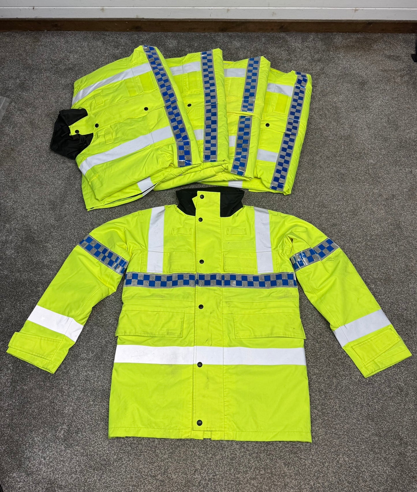 Ex Police Hi-Vis Waterproof Jacket x5 Quilted Liner Resale Security - Grade A