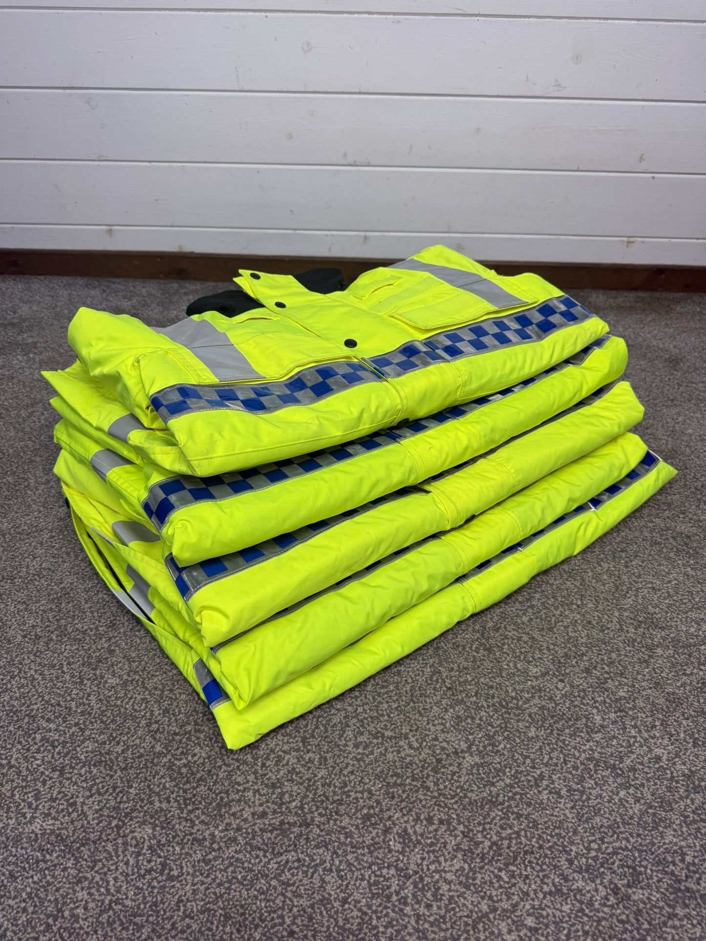 Ex Police Hi-Vis Waterproof Jacket x5 Quilted Liner Resale Security - Grade A