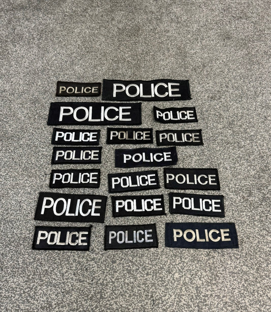 18x Genuine Ex Police Black Patches Badges Job Lot Bundle Collector Film / TV Uniform Display