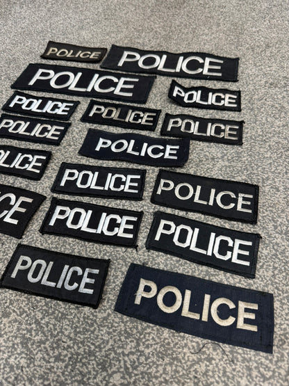 18x Genuine Ex Police Black Patches Badges Job Lot Bundle Collector Film / TV Uniform Display