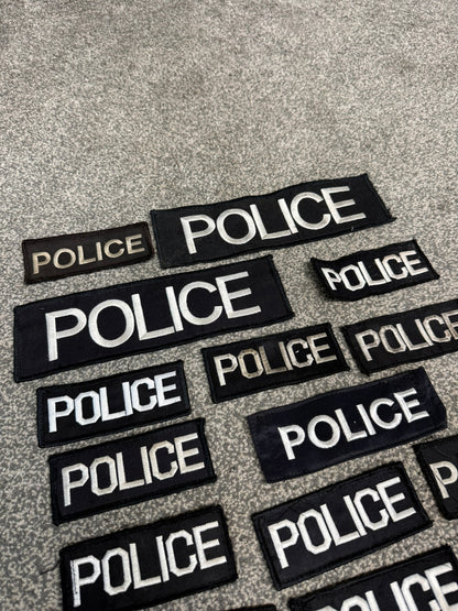 18x Genuine Ex Police Black Patches Badges Job Lot Bundle Collector Film / TV Uniform Display