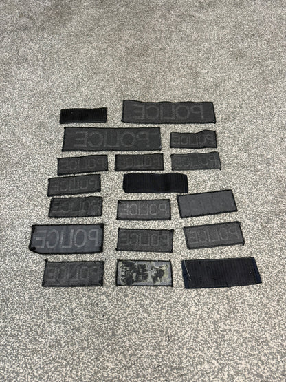 18x Genuine Ex Police Black Patches Badges Job Lot Bundle Collector Film / TV Uniform Display