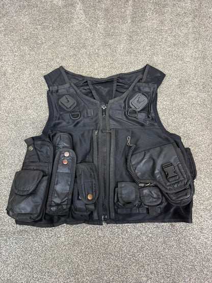 Ex Police Black Utility Vest Taser Pouches Security Patrol - Medium